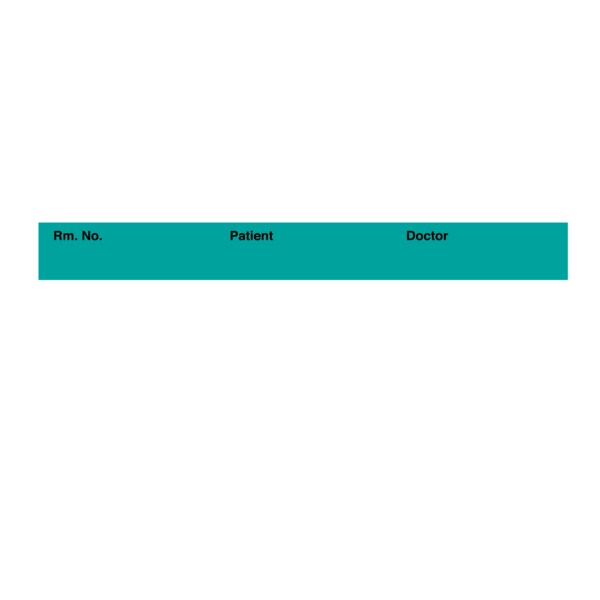 Printed Chart Tape - Rm No Patient Doctor 1/2" Aqua w/Black